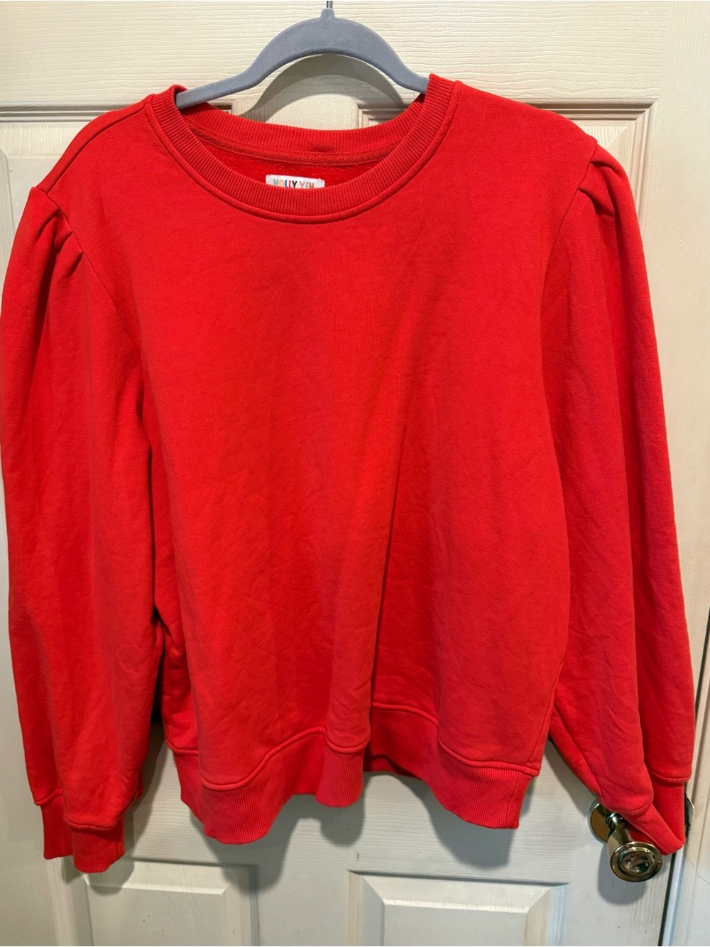 Women’s Cozy Red Women's Sweatshirt with puff shoulders